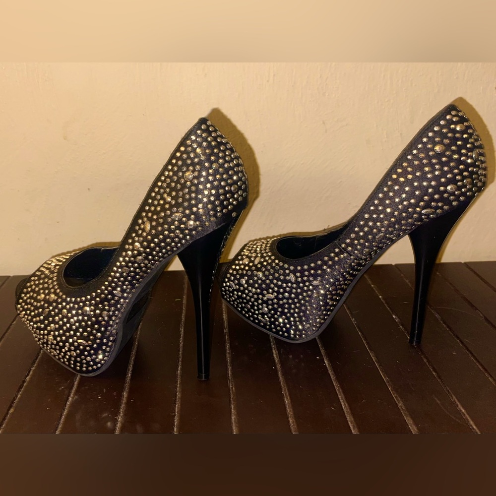 Rhinestone peep toe high heel - Picture 3 of 4